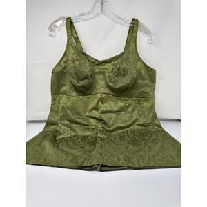 Brand New Ruby Ribbon Women's Size 50 Green Lace Cami Built in Bra Tank Top